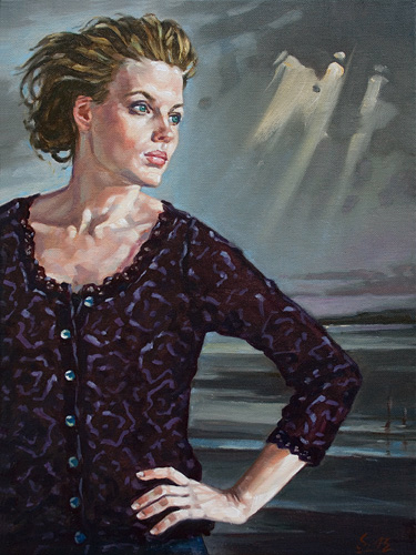 132-Blicklichter-IX-Die-Lichtfaengerin-2015-Oel-Lw-40x30cm