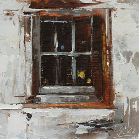 Studie-127-Altes-Fenster-2022-Oel-Kt-15x15cm