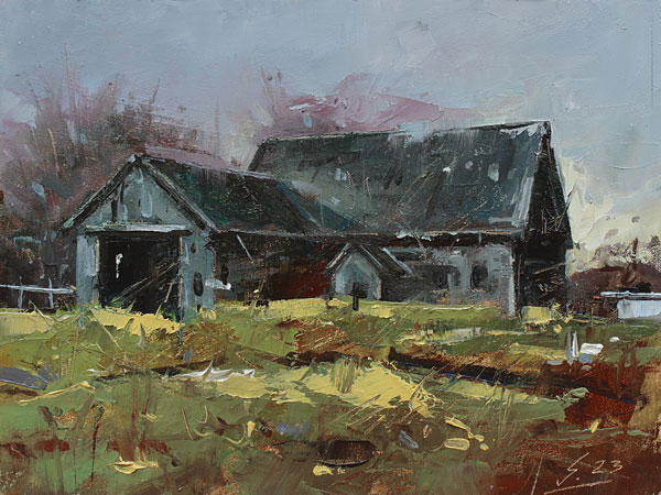 Studie-129-Alte-Scheune-2023-Oel-Kt-18x24cm