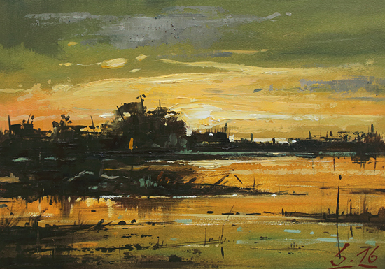 121-Nachtstueck-XXXIX-Hochwasser-2016-Oel-Kt-14x20cm