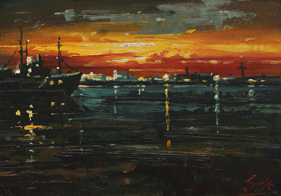 122-Nachtstueck-XXXVIII-Hafen-2016-Oel-Kt-14x20cm