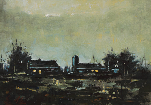 139-Nachtstueck-XXII-Gehoeft-bei-Husum-2016-Oel-Kt-14x20cm