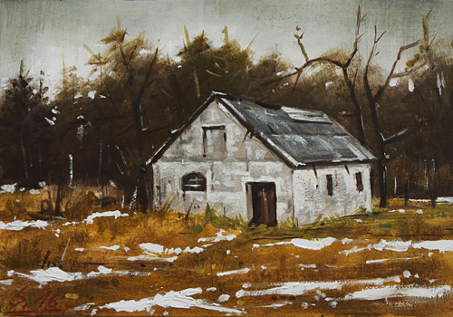 194-Huette-am-Waldrand-2016-Oel-Kt-14x20cm