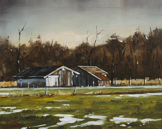 200-Alte-Scheune-im-Februar-II-2016-Oel-Lw-24x30cm