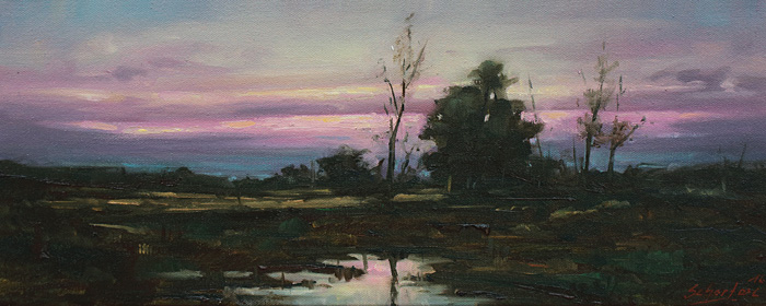 206-Anbrechende-Nacht-Worpswede-2016-Oel-Lw-20x50cm