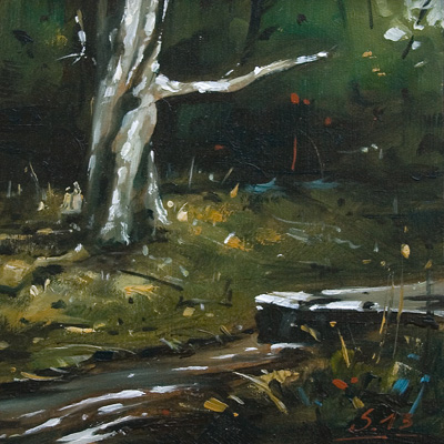 249-Waldlichtung-Oel-Holz-2013-15x15cm