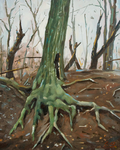 264-Waldszene-bei-Kassel-I-2012-Oel-Holz-30x24cm