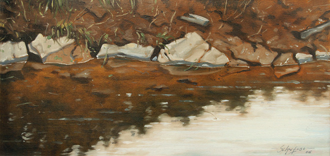276-Dunkles-Wasser-2008-Oel-Karton-20x42cm