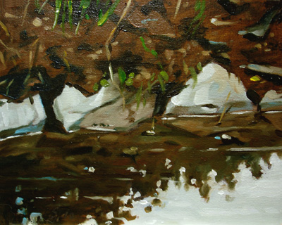 281-Spiegelung-am-Wasser-2010-Oel-Holz-12x15cm