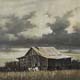 050-Landschaft-Alte-Scheune-Acryl-Kt-38x38cm