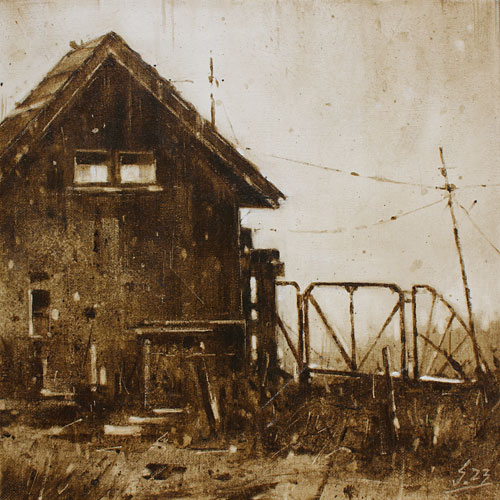0182-Nostalghia-Einsames-Haus-2023-Oel-Lw-30x30cm