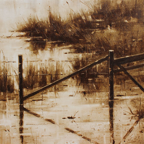 0186-Nostalghia-Zaun-am-Wasser-II-2023-Oel-Lw-30x30cm