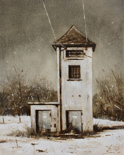 0191-Nostalghia-Stromhaeuschen-I-2023-Oel-Lw-30x24cm
