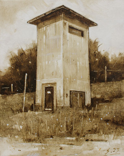 0195-Nostalghia-Stromhaeuschen-II-2023-Oel-Lw-30x24cm