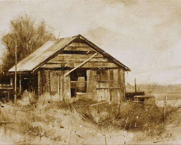 0202-Nostalghia-Verfallene-Scheune-bei-Grevenbroich-2023-Oel-Lw-24x30cm