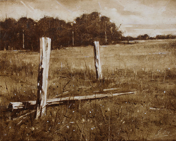 0234-Nostalghia-Zaunpfaehle-2024-Oel-Lw-24x30cm
