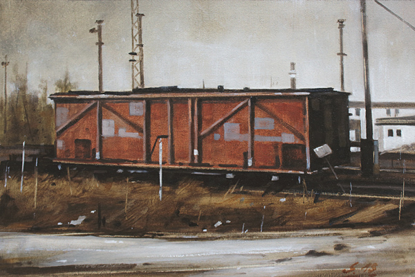 0016-Nostalghia-Gueterwagon-2018-Oel-Lw-Holz-20x30cm