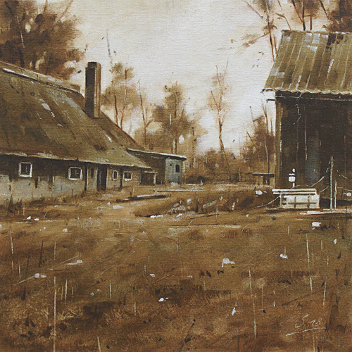0032-Nostalghia-Verwaister-Hof-Norddeutschland-2018-Oel-Lw-Holz-30x30cm