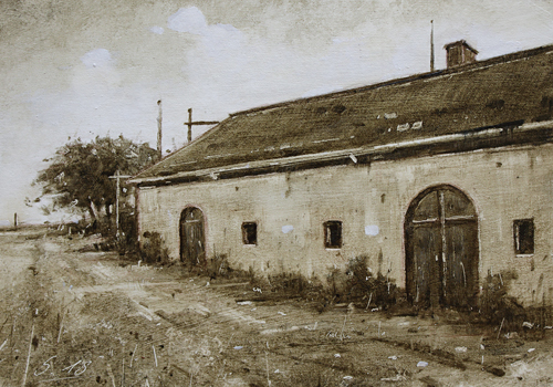 0091-Nostalghia-Altes-Hofgebaeude-2018-Oel-Karton-14x20cm