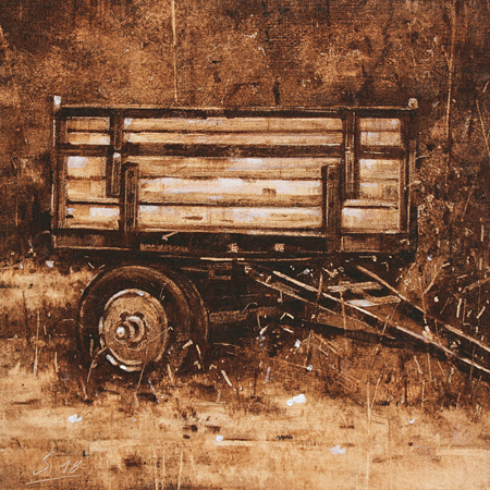 0113-Nostalghia-Buechses-Wagen-2018-Oel-Lw-Holz-20x20cm