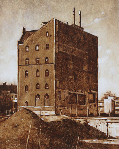 0118-Nostalghia-Abbruchhaus-Brauerei-Kropf-Ks-2018-Oel-Holz-30x24cm