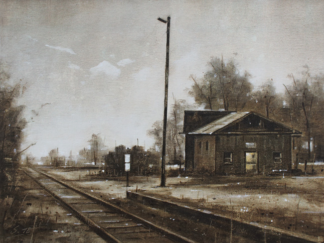 0128-Nostalghia-An-den-Gleisen-I-2018-Oel-Lw-Holz-30x40cm