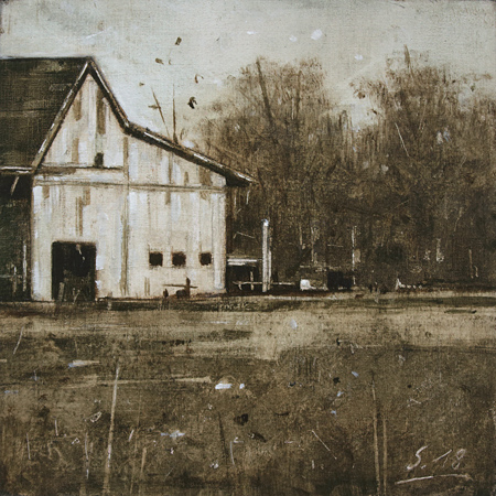 0134-Nostalghia-Alte-Scheune-2018-Oel-Holz-15x15cm