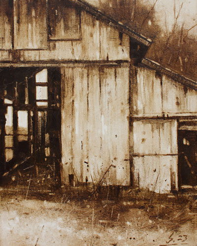 0162-Nostalghia-Abbruch-Scheune-2023-Oel-Lw-30x24cm