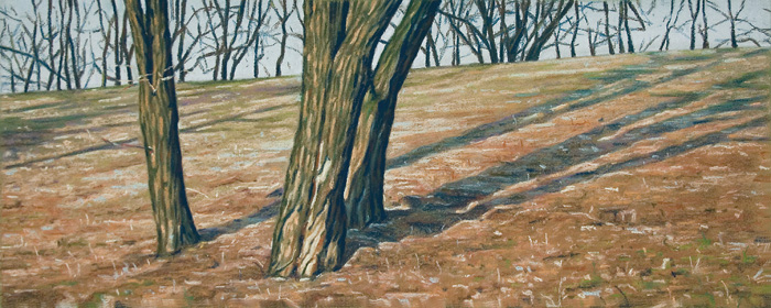 034-Ansicht-mit-Baeumen-II-2003-Pastell-Kt-Holz-20x50cm