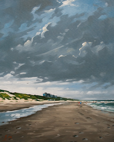 123-Bewoelkter-Himmel-am-Strand-von-Egmond-2014-50x40cm