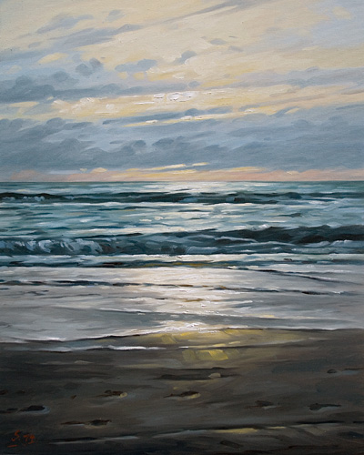 124-Nordseebrandung-im-Abendlicht-2014-50x40cm