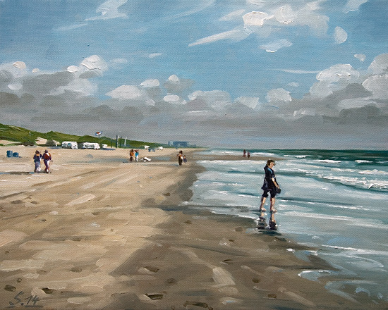 140-Am-Strand-von-Bergen-aan-Zee-II-2014-Oel-Lw-24x30cm