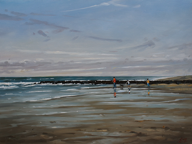 209-Nordlichter-Spaziergang-am-Strand-2015-Oel-Lw-60x80cm