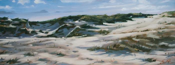 228-Duenenlandschaft-St-Peter-Ording-2012-Oel-Lw-Holz-15x40cm