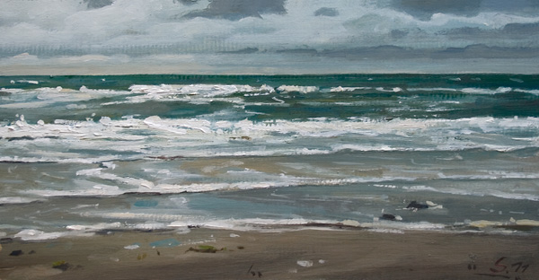 274-Brandungsstudie-Nordsee-2011-Oel-Karton-13x25cm