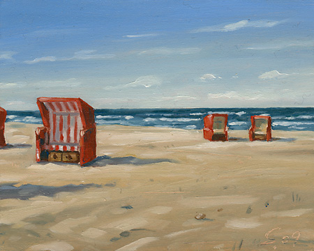 362-Strandkoerbe-auf-Usedom-2009-Oel-Holz-12x15cm