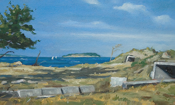 381-Usedom-Peenemuende-Schuetzengraeben-2009-Oel-Kt-15x25cm