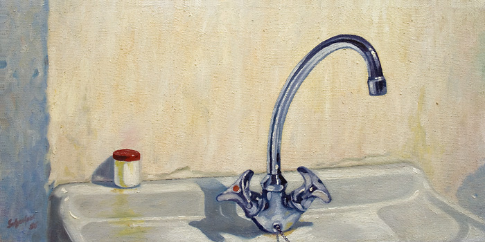 002-Wasserhahn-II-1988-Oel-Lw-30x60cm