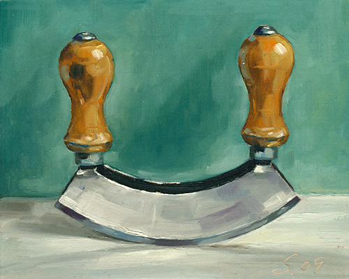 009-Wiegemesser-2009-Oel-Holz-12x15cm