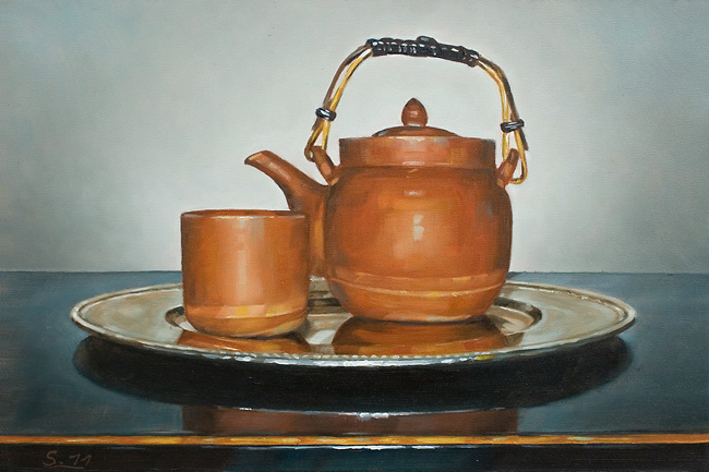 036-Tablett-mit-Teeservice-2011-Oel-Holz-20x30cm