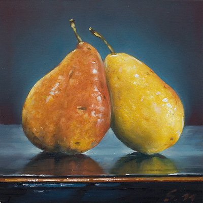 044-Zwei-Birnen-2011-Oel-Holz15x15cm