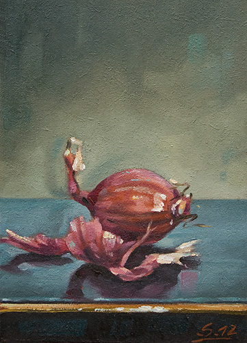 050-Zwiebel-2012-Oel-Holz-18x13cm