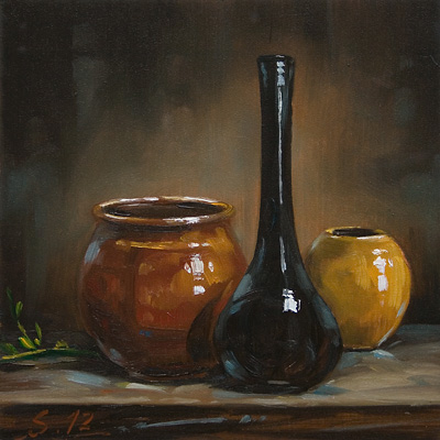 066-Drei-Vasen-2012-oel-holz-15x15cm