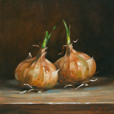 076-Zwei-Zwiebeln-2012-Oel-Holz-15x15cm