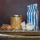 032-Alte-Dose-mit-Tee-und-Schalotte-2011-Oel-Holz-20x20cm