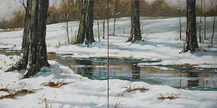 053-Winterszene-mit-Baeumen-2011-Oel-Lw-2x40x40cm