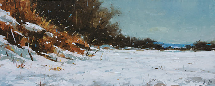 081-Schnee-bei-Kassel-I-2020-Oel-Holz-18x45cm