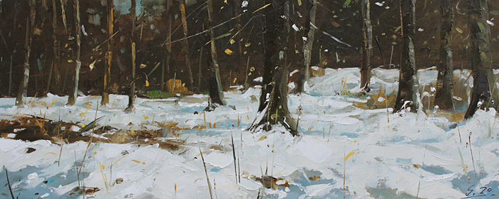 093-Winter-am-Waldrand-II-2020-Oel-Holz-18x45cm