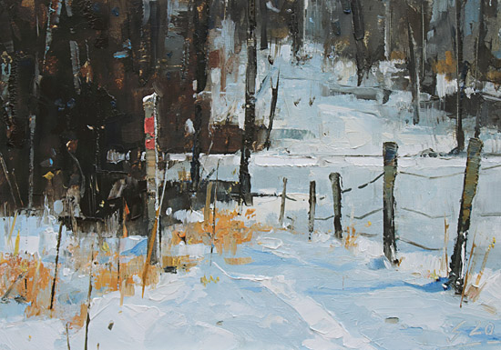 114-Schnee-im-Wald-V-2020-Oel-Kt-14x20cm