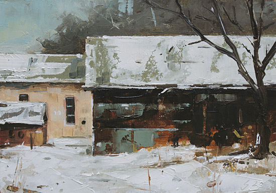 120-Scheune-Winter-II-2020-Oel-Kt-14x20cm